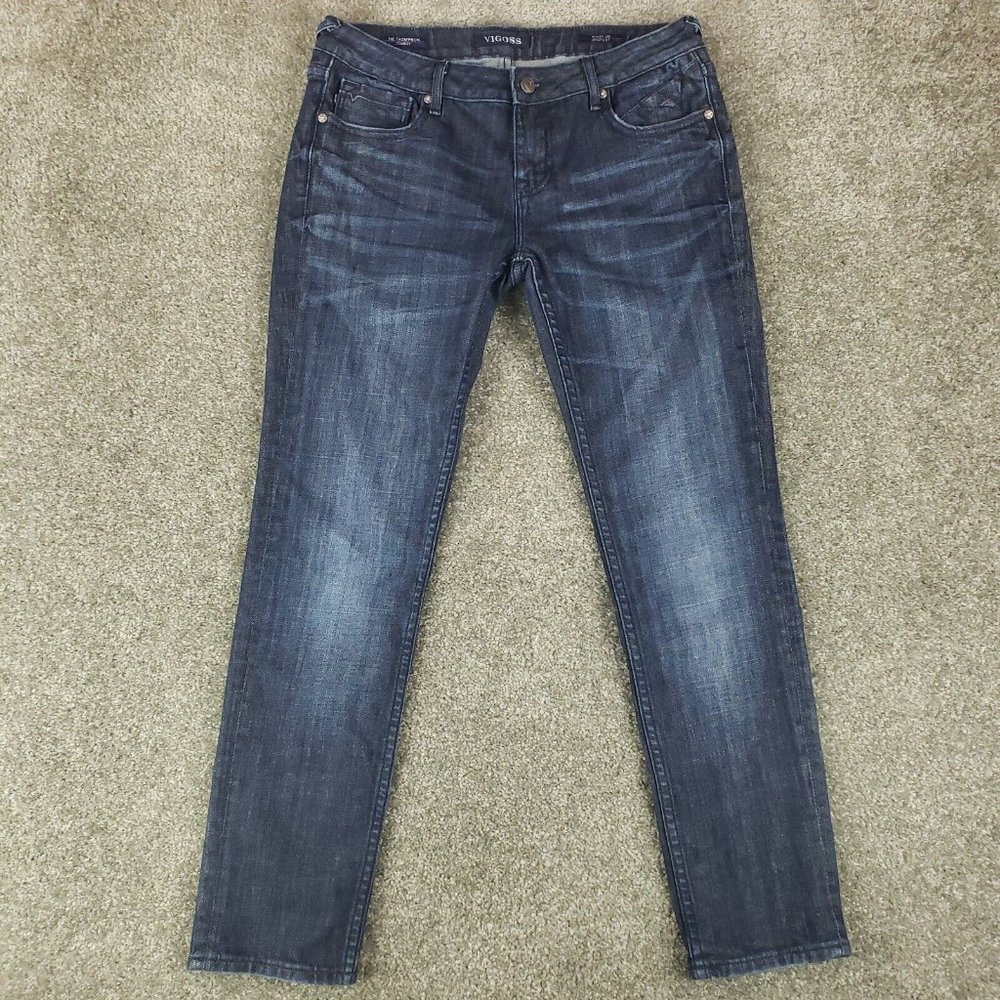 Vigoss Jeans Sz 28 (30x29) Womens Thompson Tomboy Dark Mid Rise Skinny Stretch